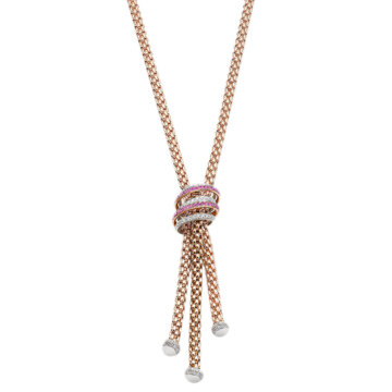 Solo Collection, 18ct Rose Gold Pink Sapphire & Diamond Necklace by Fope