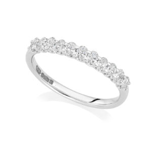 Platinum Eleven Stone Oval Cut Diamond Half Eternity Ring: 0.60 carats