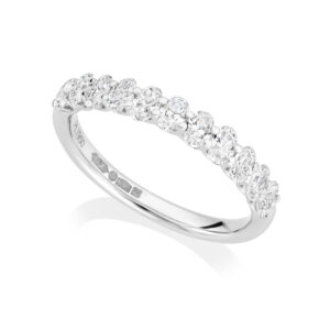 Platinum Eleven Stone Oval Cut Diamond Half Eternity Ring: 0.80 carats