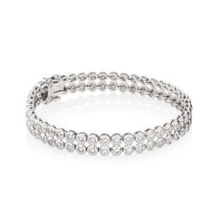 18ct White Gold Diamond Double Row Bracelet
