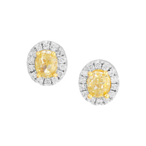 Platinum & 18ct Yellow Gold Yellow Diamond Cluster Earrings