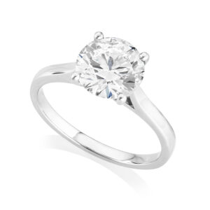 Platinum Leon Collection Round Brilliant Cut Single Stone Diamond Ring: 2.03 carats