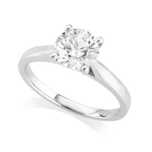 Platinum Leon Collection Round Brilliant Cut Diamond Single Stone Ring: 1.25 carats