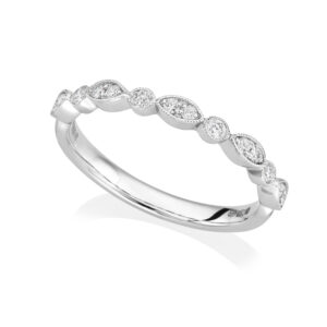 Platinum Diamond Grain Set Diamond Half Eternity Ring: 0.17 carats