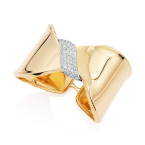 18ct Yellow & White Gold Diamond Cuff Bangle