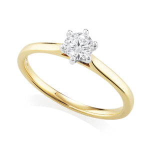 18ct Yellow Gold Harris Collection Round Brilliant Cut Diamond Single Stone Ring: 0.31 carats