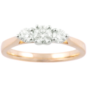 18ct Yellow & White Gold Brilliant Cut Diamond Three Stone Ring