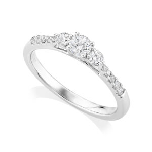 Platinum Round Brilliant Cut Three Stone Diamond Ring