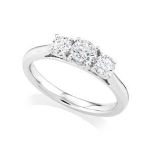 Platinum Round Brilliant Cut Diamond Three Stone Ring