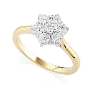 18ct Yellow & White Gold Seven Stone Diamond Cluster Ring