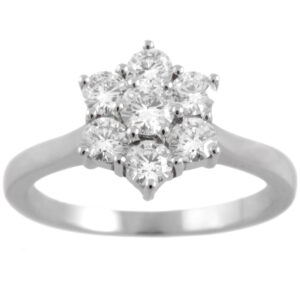 Platinum Round Brilliant Cut Diamond Seven Stone Cluster Ring