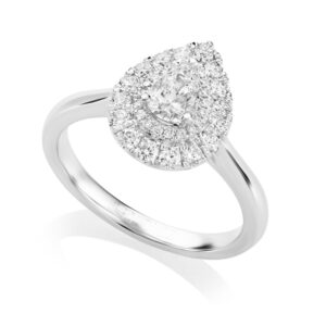 Platinum Pear Shaped Round Brilliant Cut Diamond Cluster Ring