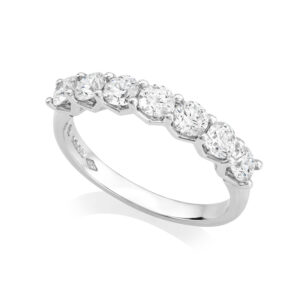Volante Collection, Platinum Diamond Set Seven Stone Half Eternity Ring: 0.75 carats