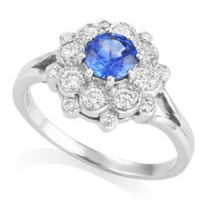 Platinum Sapphire & Diamond Double Tier Cluster Ring