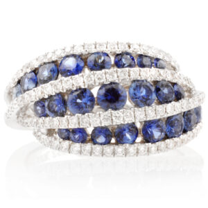 18ct White Gold Sapphire & Diamond Swirl Dress Ring