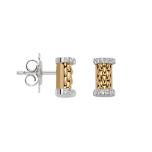 FOPE, Essentials Collection, 18ct Yellow & White Gold Diamond Earrings: 0.17 carats