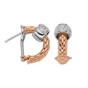FOPE, Solo Collection, 18ct Rose & White Gold Pave Diamond Earrings: 0.26 carats