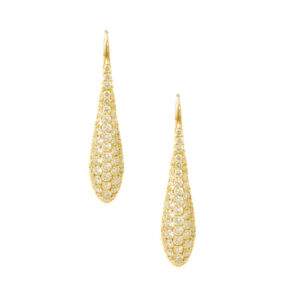 18ct Yellow Gold Pave Diamond Set Drop Earrings