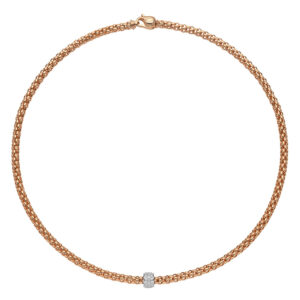 FOPE, Solo Collection, 18ct Rose Gold Pave Diamond Necklace: 0.29 carats