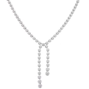 18ct White Gold Brilliant Cut Single Row Diamond Drop Necklace