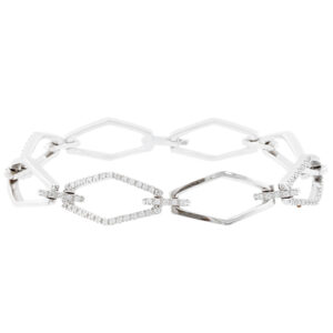 18ct White Gold Diamond Set Fancy Link Bracelet