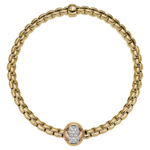 FOPE, EKA Tiny Collection, 18ct Yellow Gold Pave Diamond Flex'It Bracelet: 0.25 carats