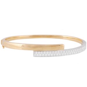 18ct Yellow & White Gold Diamond Set Two Row Bangle