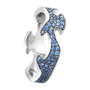 Georg Jensen, 18ct White Gold Pave Sapphire Fusion Centre Ring: 0.85 carats