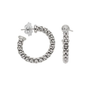 A pair of 18ct white gold hoop earrings for pierced ears, belonging to the FOPE Essentials Collection.