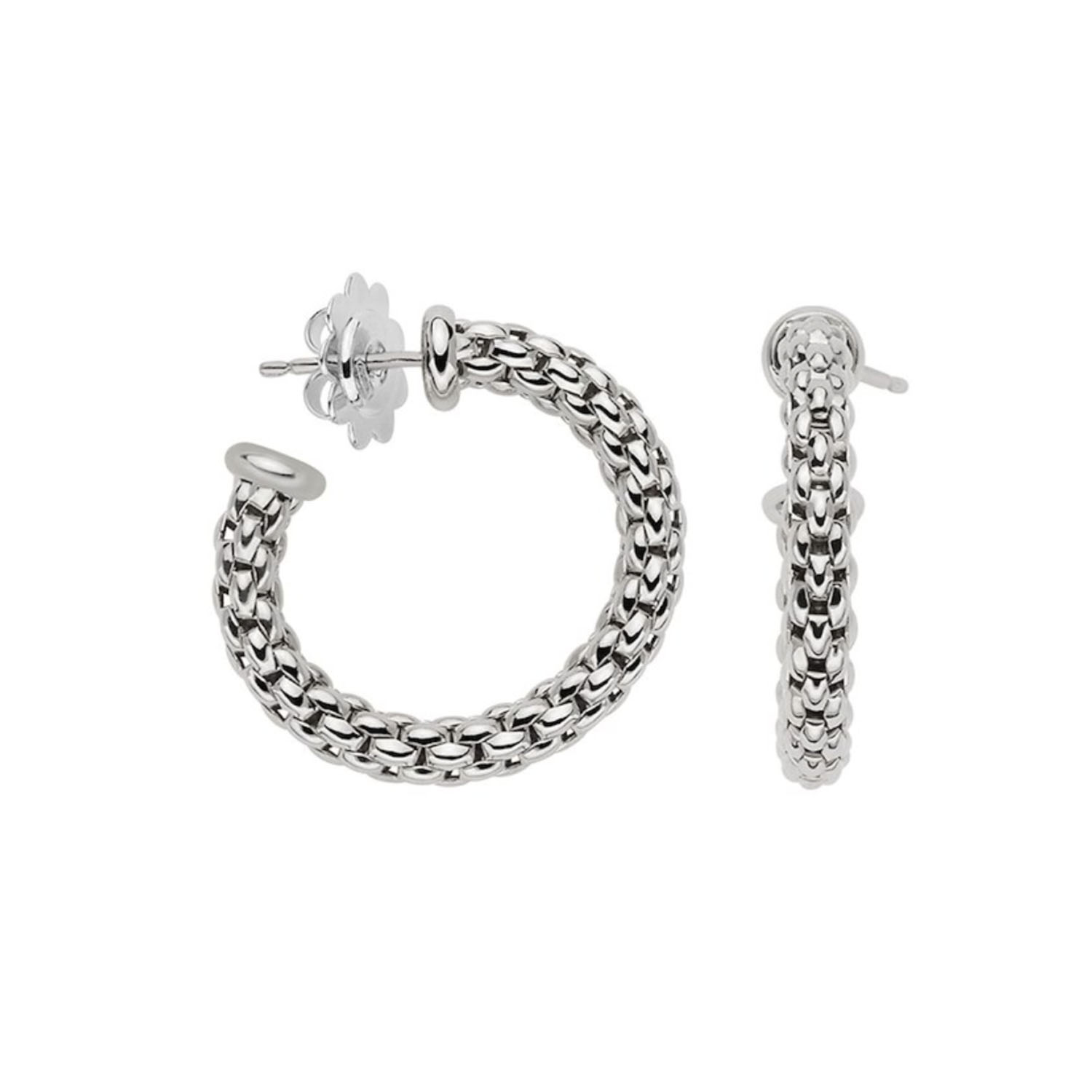 A pair of 18ct white gold hoop earrings for pierced ears, belonging to the FOPE Essentials Collection.