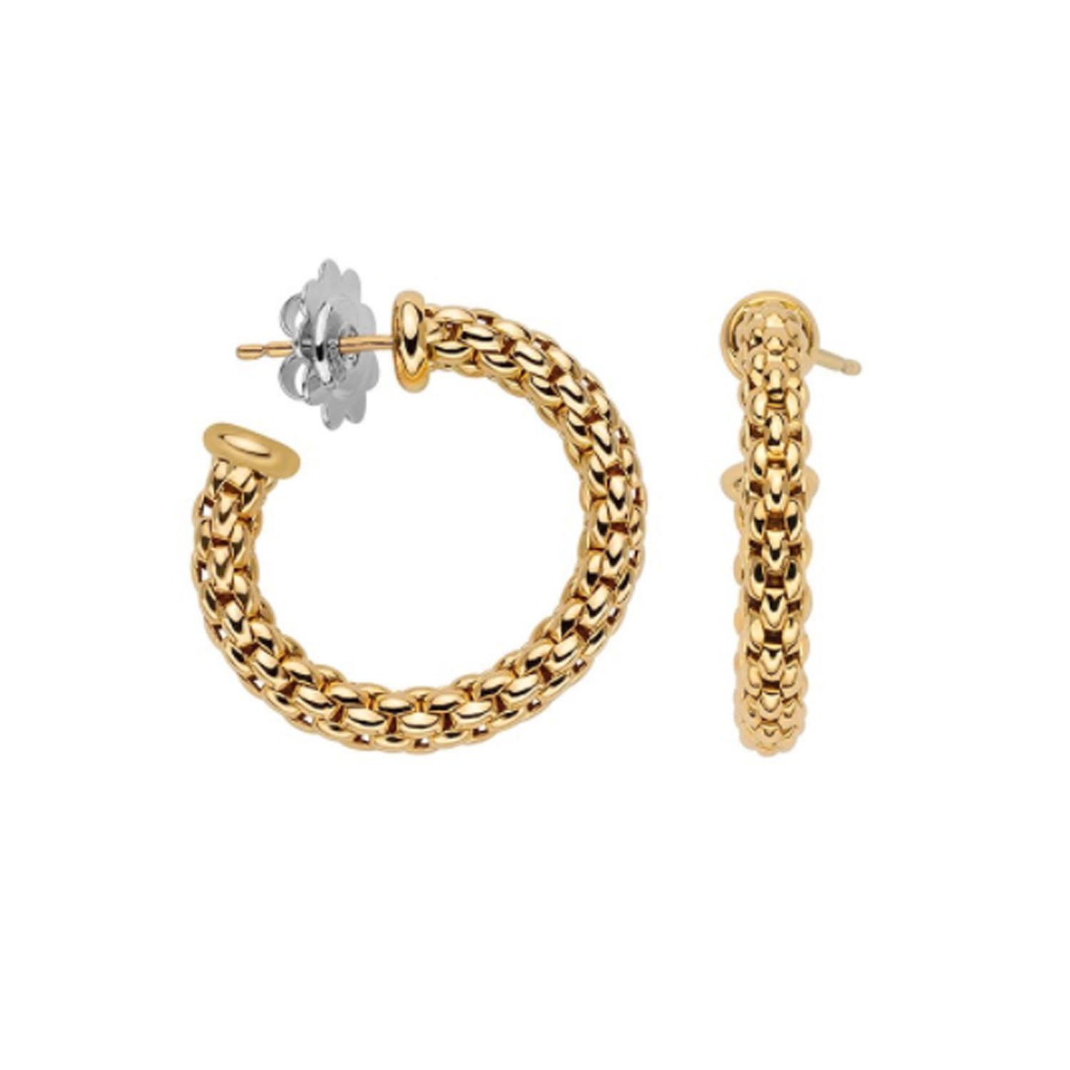 A pair of 18ct yellow gold hoop earrings for pierced ears, belonging to the FOPE Essentials Collection.