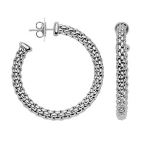 FOPE, Essentials Collection, 18ct White Gold Medium Hoop Earrings