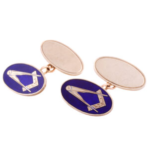 9ct Yellow Gold Blue Enamelled Masonic Cufflinks