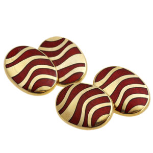 Silver Red Stripe Enamelled Cufflinks