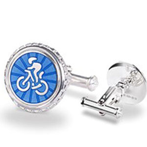 Silver Enamelled Cycling Cufflinks
