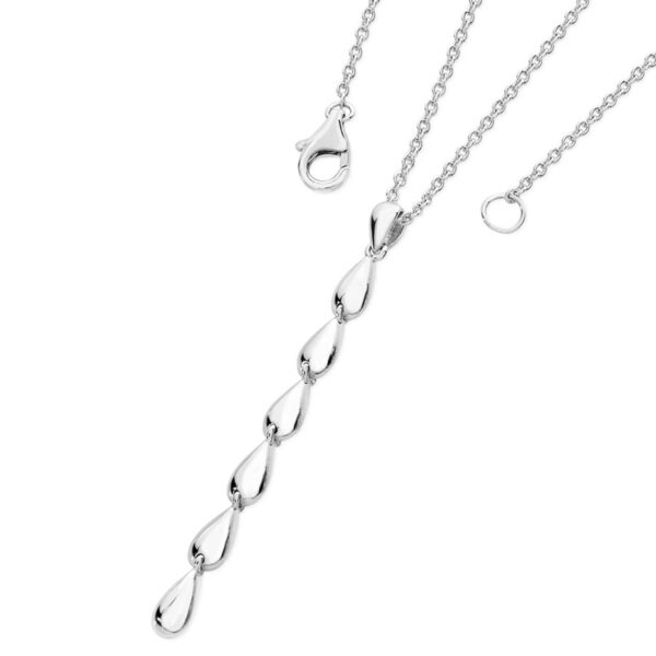 A sterling silver long tear drop pendant and chain belonging to Lucy Quartermaine's Tear Drop collection.