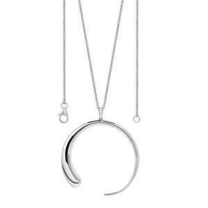 A sterling silver large luna pendant and chain inspired by the moon, belonging to Lucy Quartermaine's Luna collection.