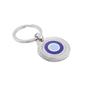 Blue Enamelled Keyring in Silver