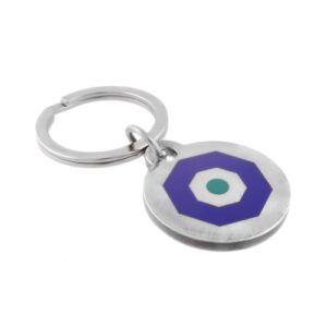 Blue & Green Enamelled Keyring in Silver