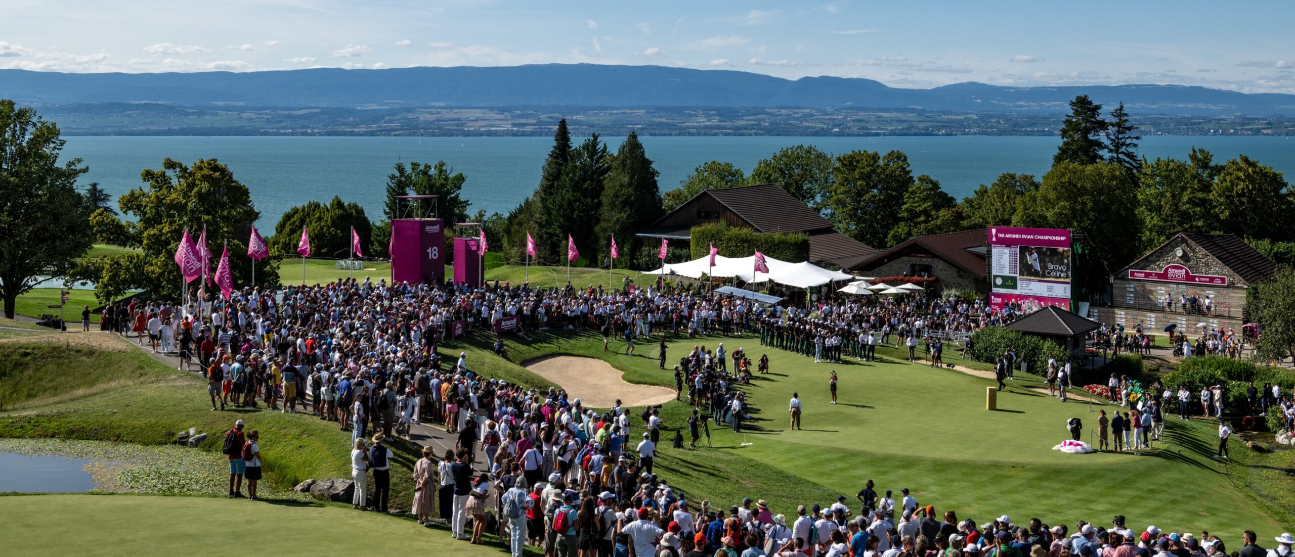 Picture of The Open of golf 2024 showing audience gathered aroung two players