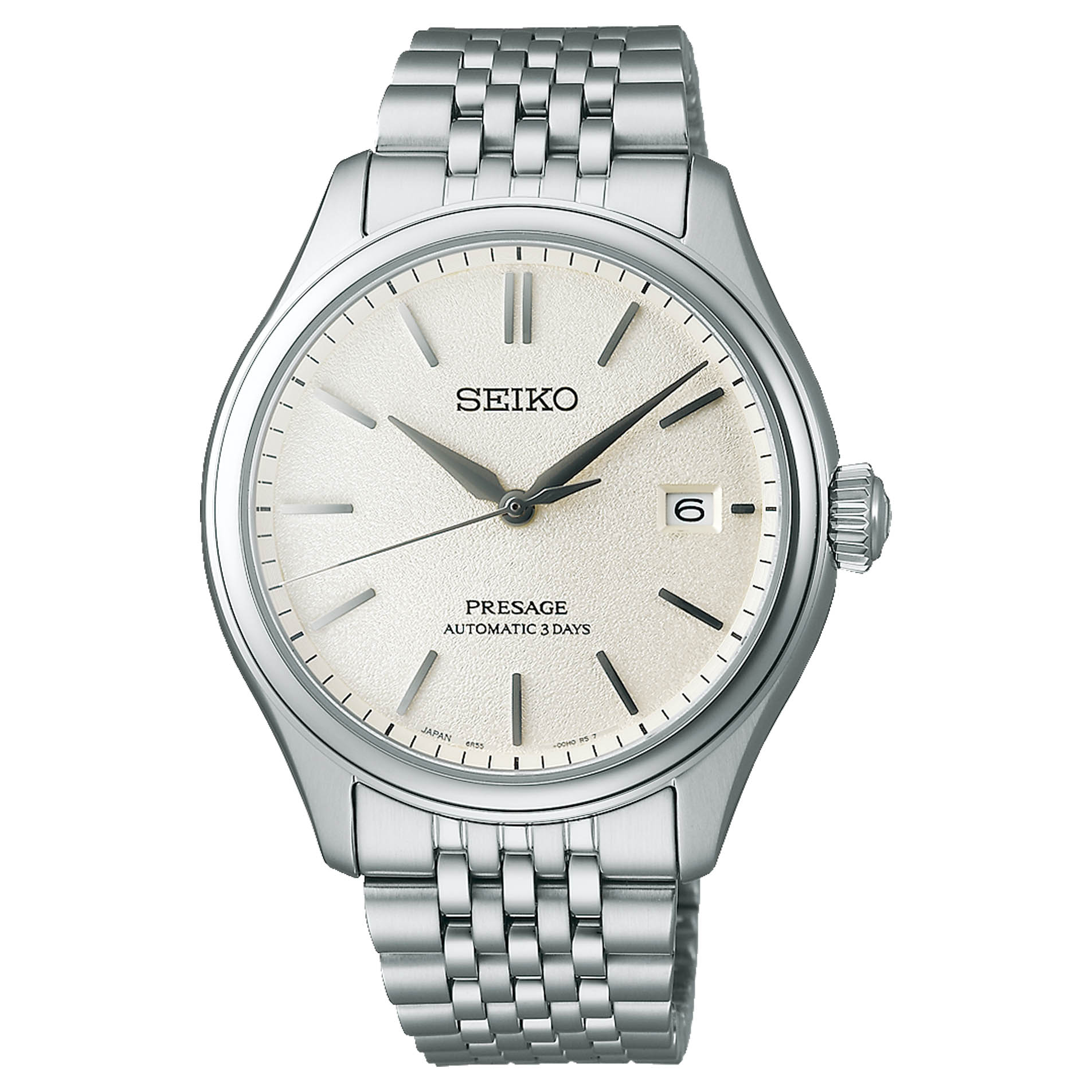 000-1731.jpg Seiko, Presage Classic Series 'Shiro-Iro' with a 40.2mm stainless steel case and bracelet strap featuring a date function and a warm white dial.