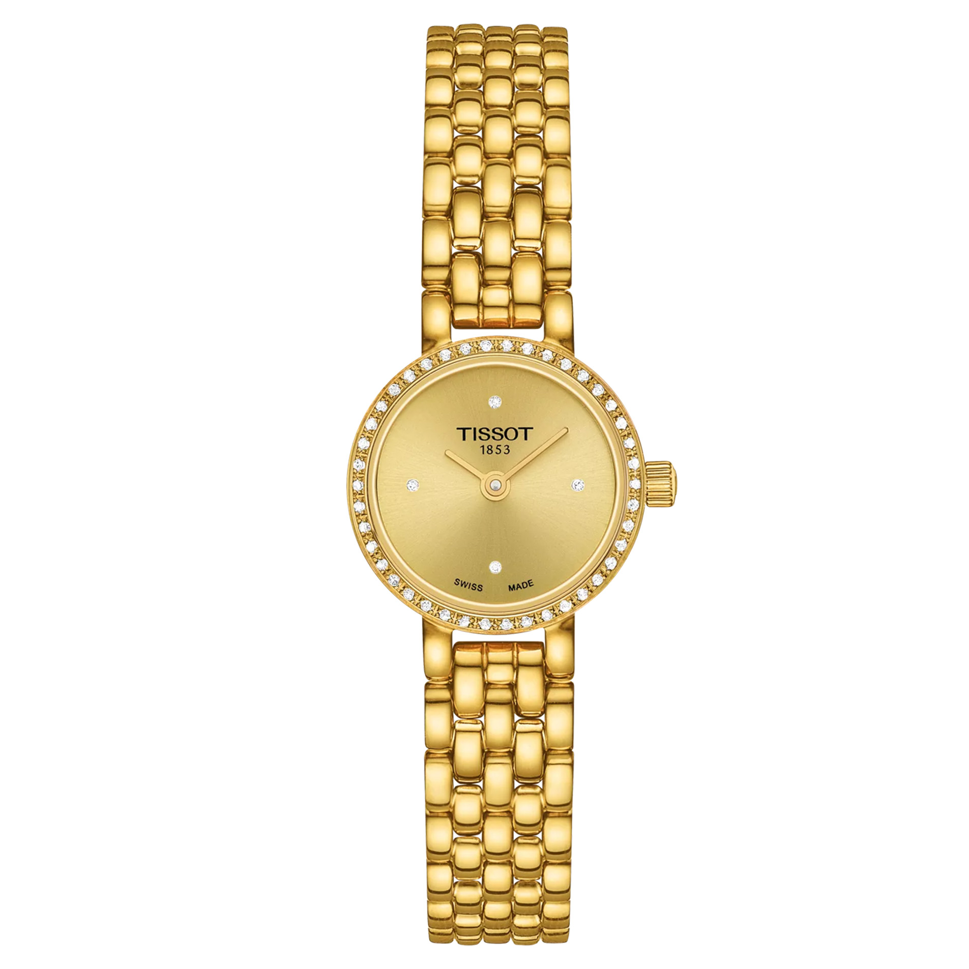 000-1741.jpg Tissot, Lovely with a 19.5mm stainless steel yellow gold PVD coated case and bracelet strap featuring a champagne coloured diamond set dial and bezel.