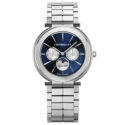 Herbelin, Newport Slim Moon Phase with a 41.5mm stainless steel case and bracelet strap featuring a date function, moon phase complication and a blue dial.