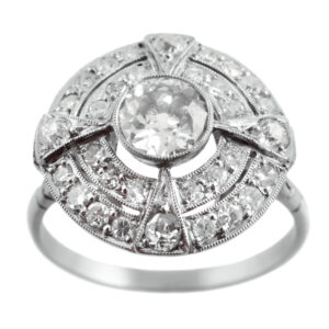 Art Deco 18ct White Gold Diamond Cluster Ring