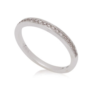 An 18ct white gold brilliant cut diamond set band.