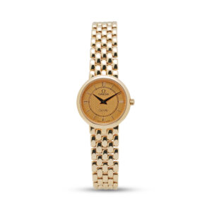OMEGA, De Ville with a 23.5mm yellow gold case and bracelet strap featuring a yellow coloured dial.