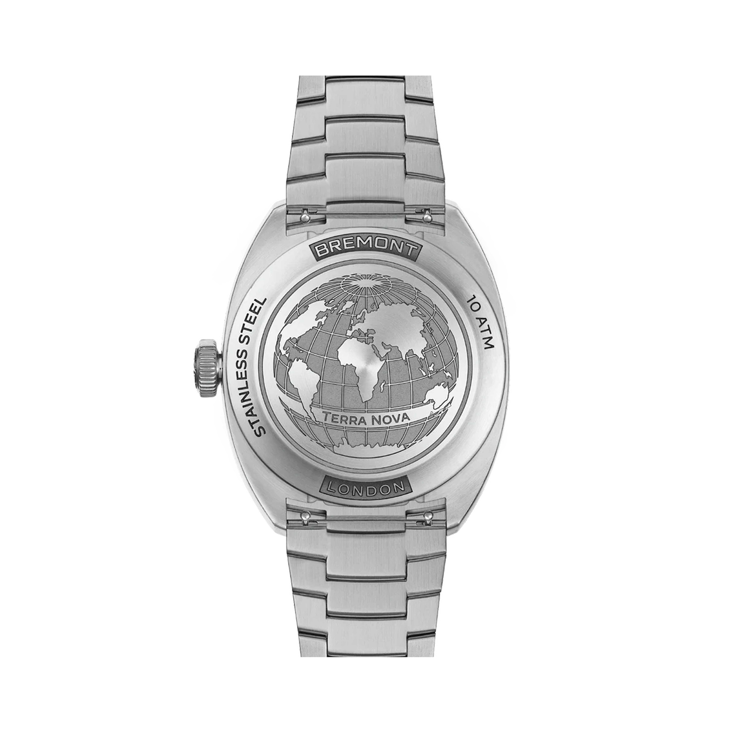 000-1673-2.jpg Bremont, Terra Nova with a 40.5mm stainless steel case and bracelet strap featuring a date function and a green arabic numeral dial.