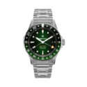 Bremont, Supermarine 'Tundra Green' GMT with a 40mm stainless steel case and bracelet strap featuring a date and GMT function and a green dial and green and black bezel.