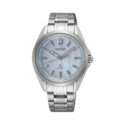 Seiko, Prospex Marine Sports in Aqua Blue with a 34mm stainless steel case and bracelet strap featuring a mother of pearl dial.