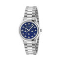 Gucci, G-Timeless with a 32mm stainless steel case and bracelet strap featuring a blue lapis stone dial.